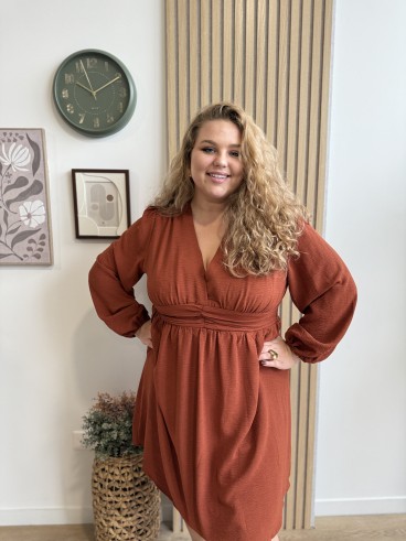 Robe courte ceinturée Constance camel