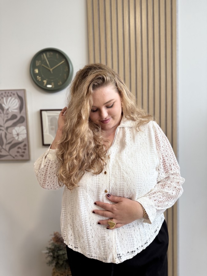 Chemisier tout en dentelle Isabelle blanc Chemisier tout en dentelle Isabelle blanc