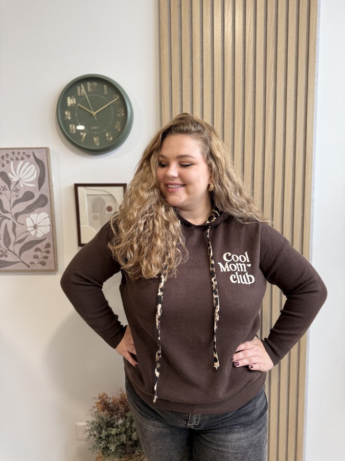 Pull à capuche Cool Mom Club chocolat