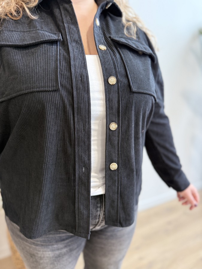 Chemise côtelé Anne noir