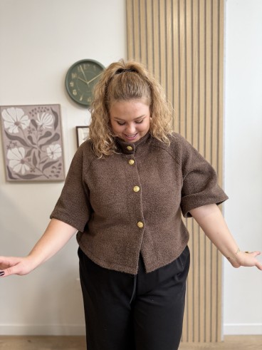 Cardigan Epais Plume chocolat