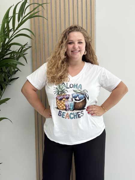 Tee shirt blanc "Maya" imprimé Aloha Beaches TU