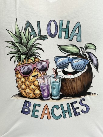 Tee shirt blanc "Maya" imprimé Aloha Beaches TU