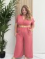 Combinaison fluide "Tina" rose avec ceinture corde incluse TU