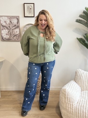 Jeans bleu wide leg Marguerite