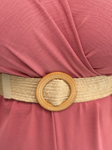Combinaison fluide "Tina" rose avec ceinture corde incluse TU