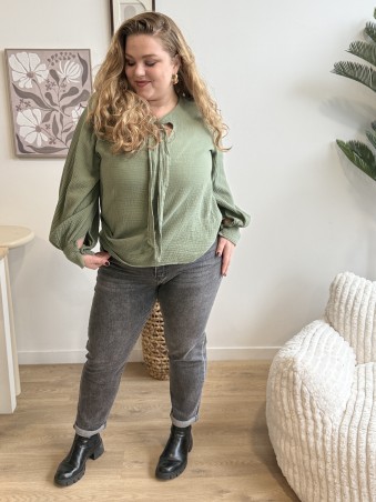 Jeans gris coupe mom fit grande taille du 44 au 54