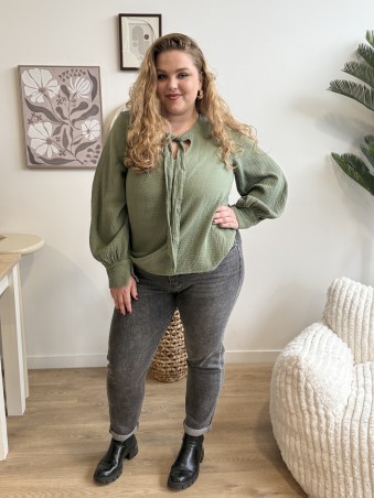 Jeans gris coupe mom fit