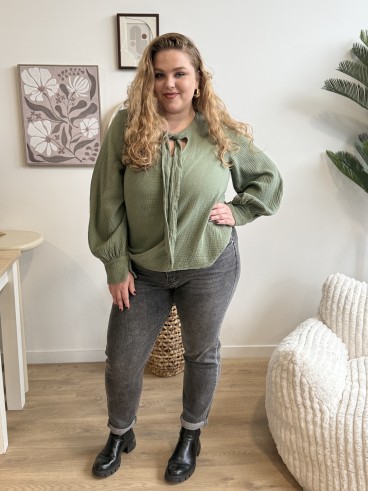 Jeans gris coupe mom fit grande taille du 44 au 54