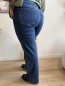 Jeans bleu Wide Leg broderie fleurs multico