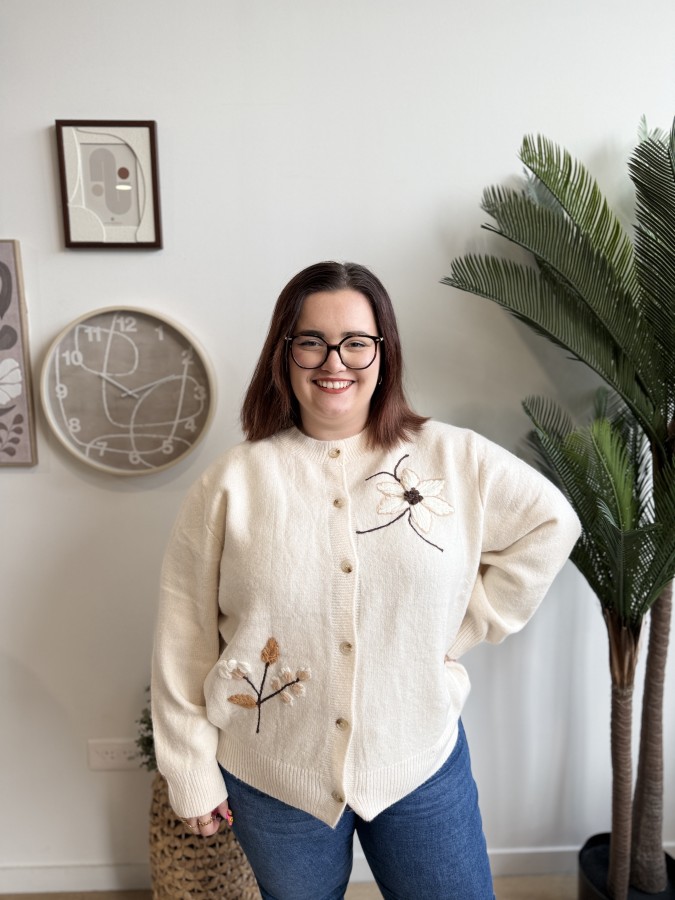 Gilet grandes fleurs Severina beige