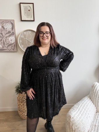 Robe à sequins et doux Astrid noir
