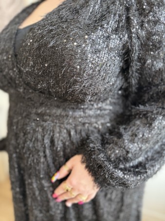 Robe à sequins et doux Astrid noir