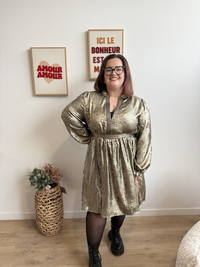 Robe brillante dorée Ella