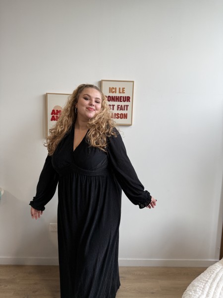 Robe longue noire lurex brillante grande taille