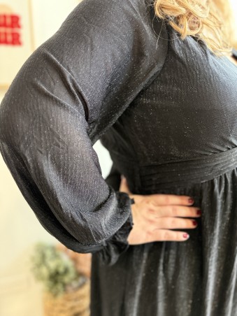 Robe longue lurex brillant Liv noir