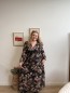Robe longue fleurs feuillages Selma noir