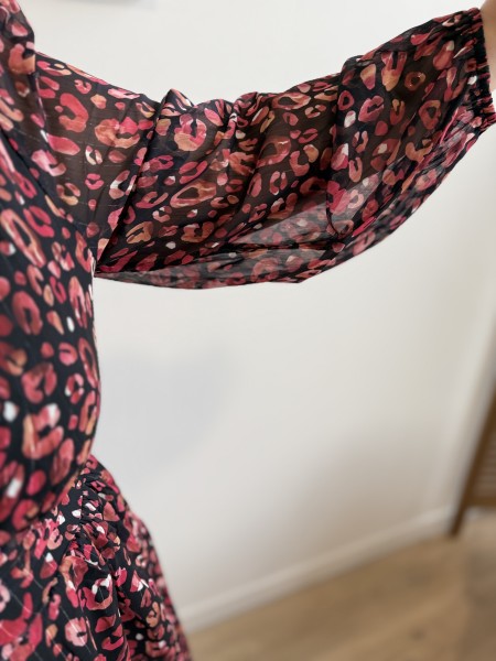 Robe courte léopard rosé Jane