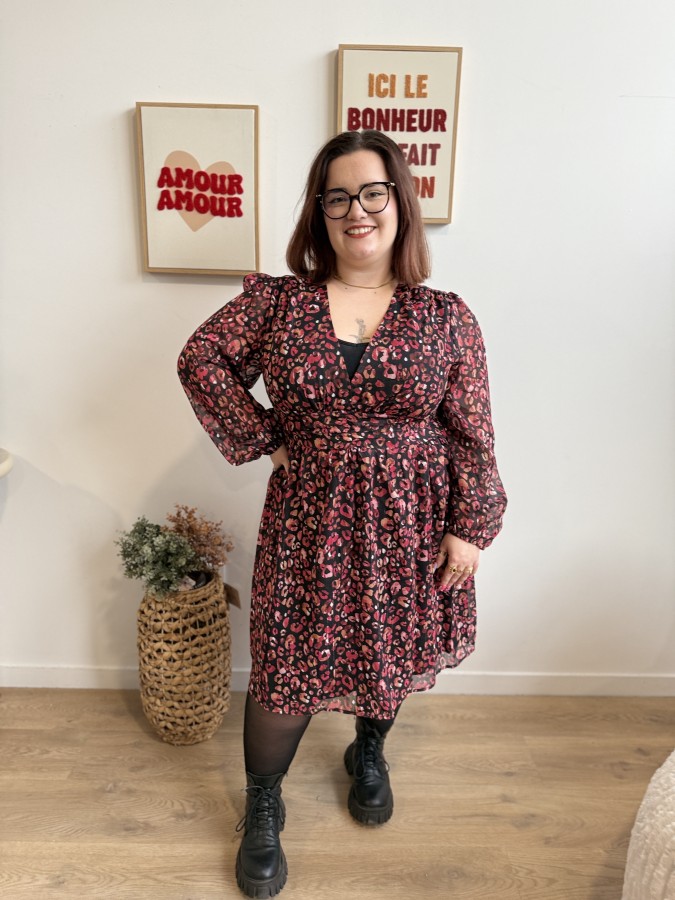 Robe courte léopard rosé Jane