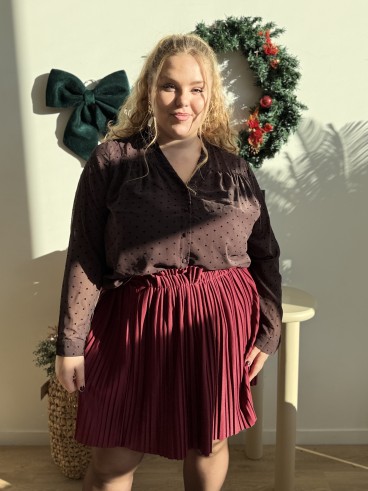 Jupe plissée grande taille bordeaux