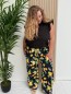 Pantalon fluide imprimé citrons noir TU