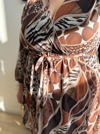 Robe courte patchwork Sofia chocolat