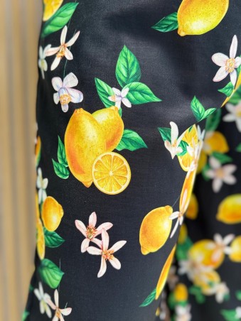 Pantalon fluide imprimé citrons noir TU