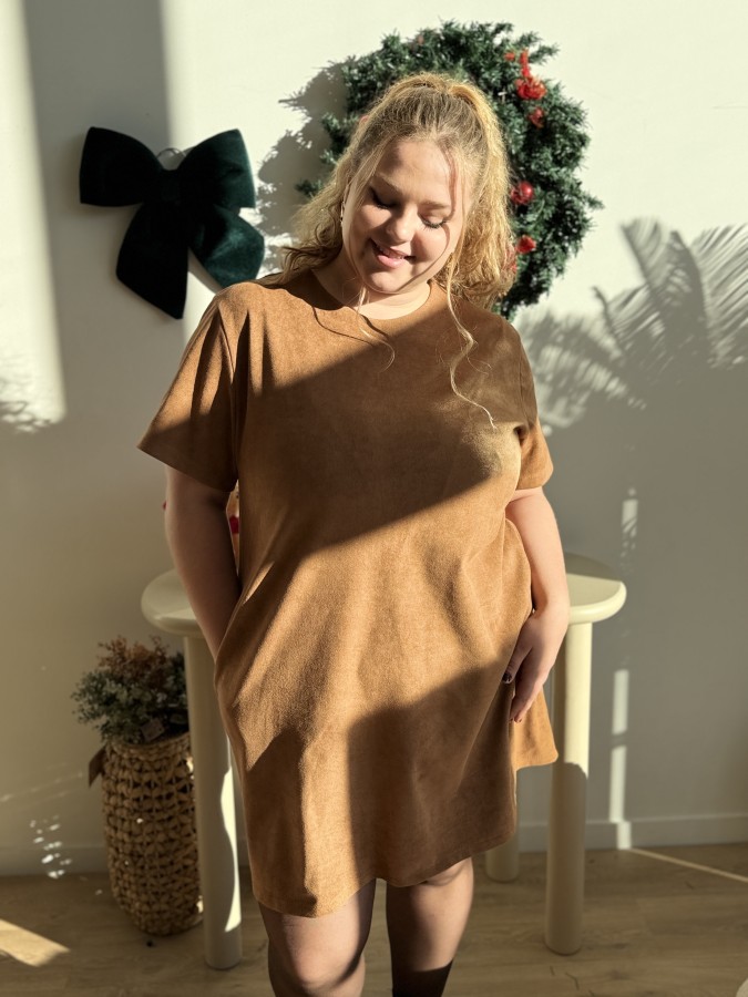 Robe tunique velours Hanna camel