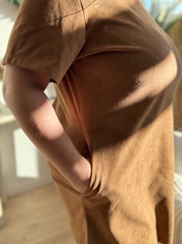 Robe en velours camel foncé grande taille