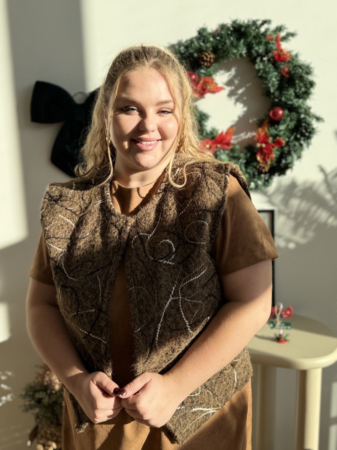 Gilet sans manches abstrait Lucia marron