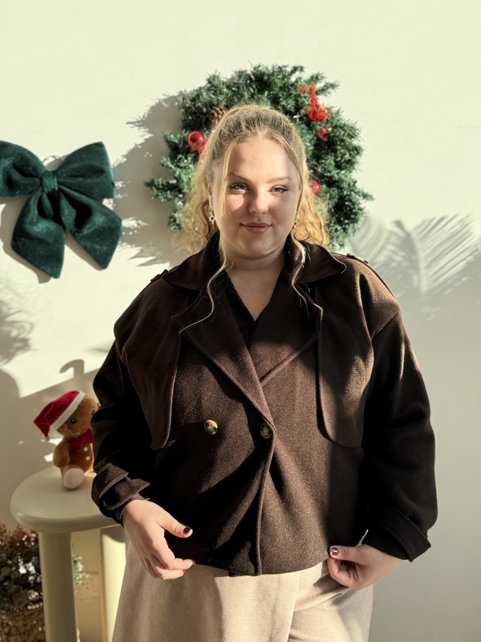 Veste trench court Elisa chocolat