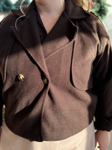 Veste trench court marron chocolat grande taille