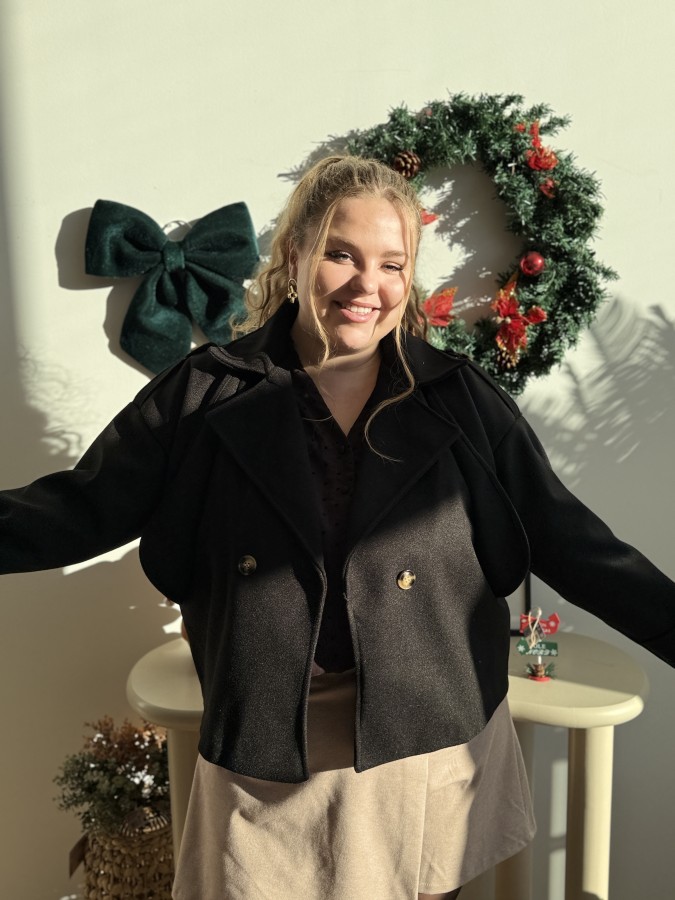 Veste trench court Elisa noir