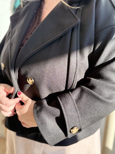 Veste trench court noir grande taille