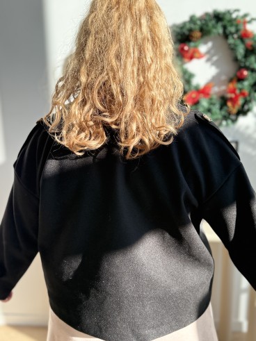 Veste trench court noir grande taille