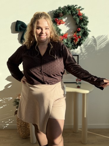 Jupe short feutrine Esmée beige grande taille