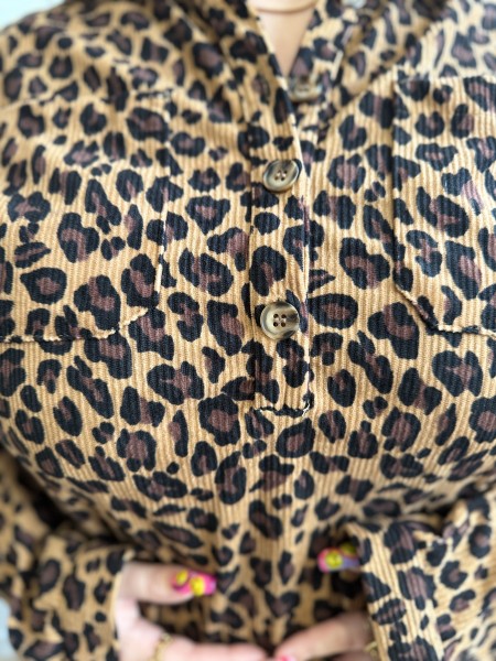 Robe tunique cotelés Isadora léopard