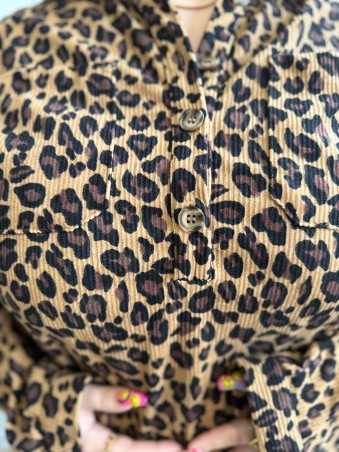 Robe tunique cotelés Isadora léopard