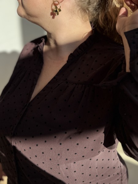 Chemise fluide pois Rosie café