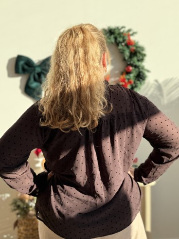 Chemise fluide à pois café chocolat marron grande taille