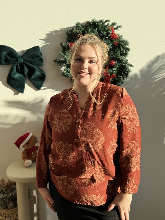 Blouse paillettes compo bordeaux