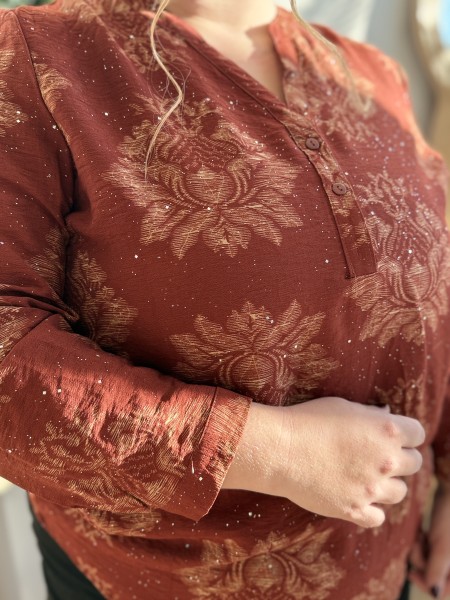 Blouse paillettes compo bordeaux