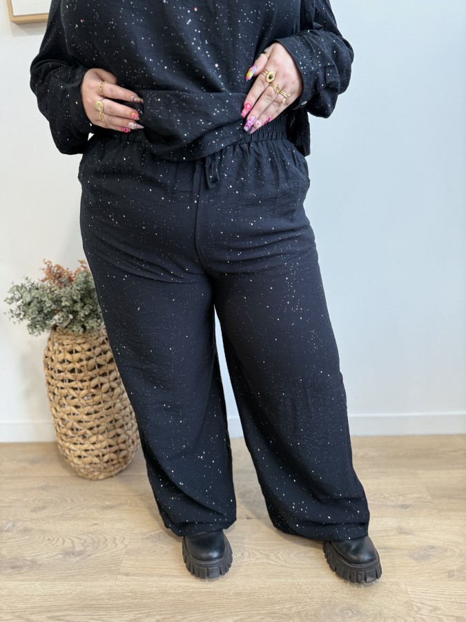 Pantalon fluide paillettes Enora noir