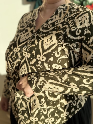 Blouse/top lustre fluide Patty vert grande taille