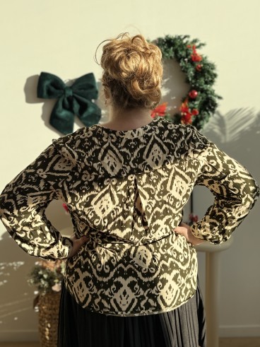 Blouse/top lustre fluide Patty vert grande taille