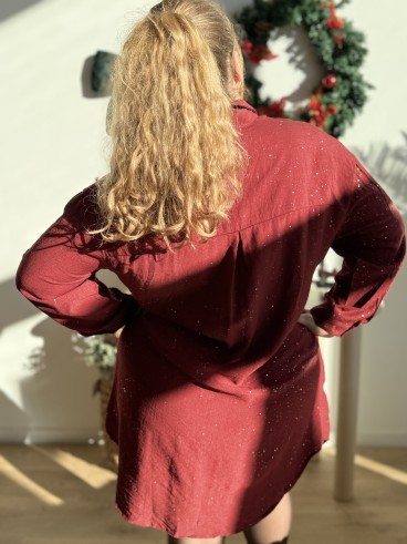 Robe tunique fluide paillettes partout bordeaux grande taille