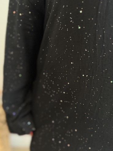 Robe tunique fluide paillettes partout noir grande taille