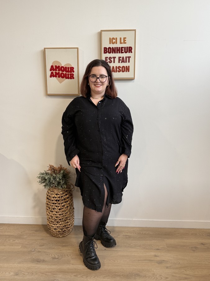 Robe tunique paillettes Camille noir