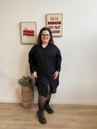 Robe tunique fluide paillettes partout noir grande taille