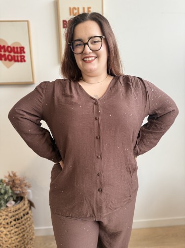 Blouse fluide paillettes partout bordeaux grande taille